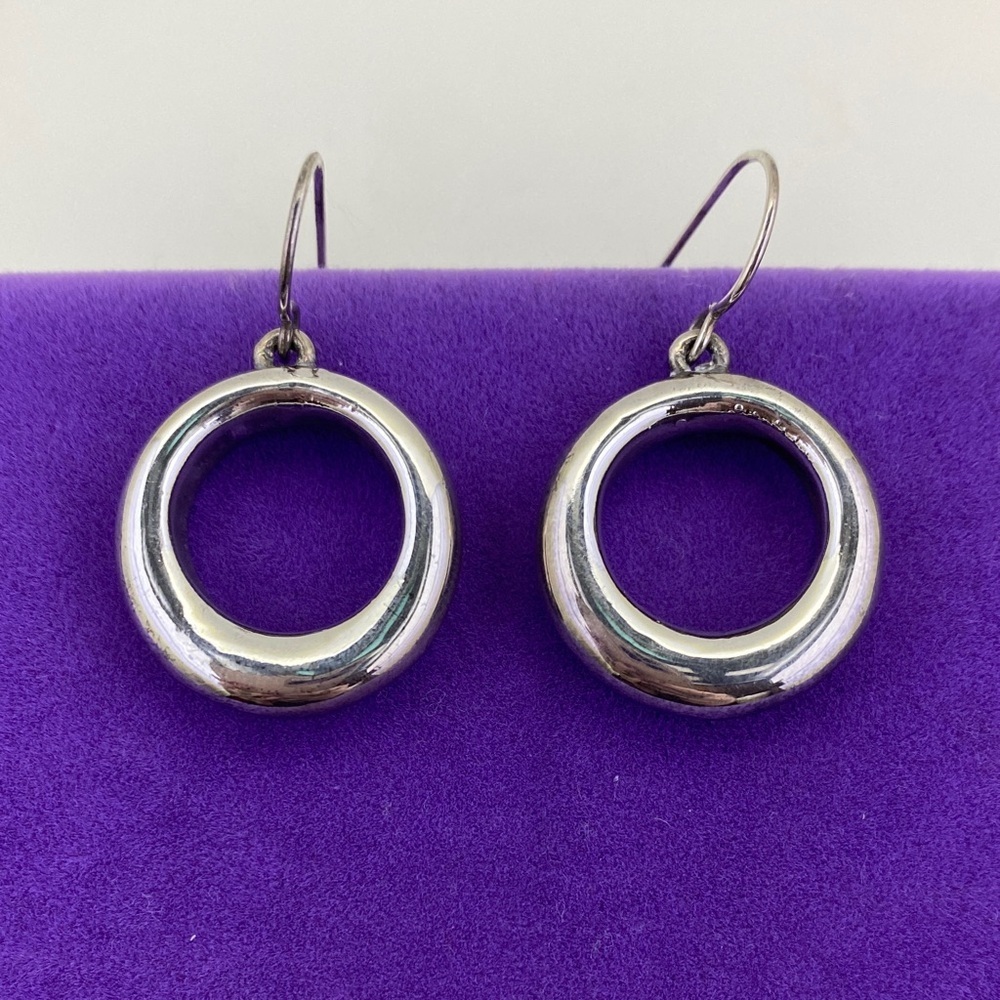 💛 Modernist Sterling Silver Circle Dangle Earrings